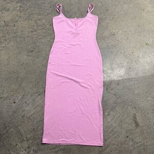 Fashion Nova Barbie Pink Sleeveless Tank Bodycon Midi Dress Sz S Basics‎ Casual
